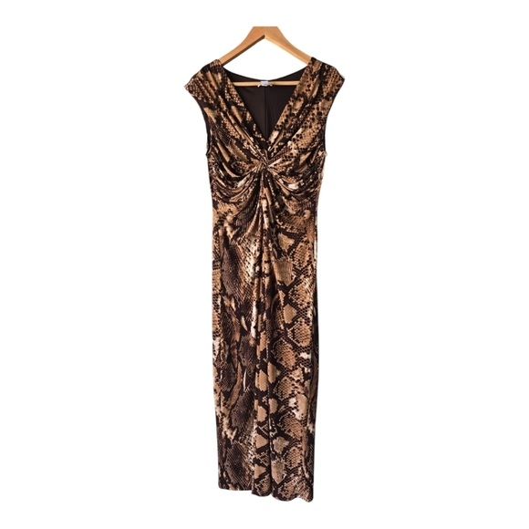 Chico's Maxi Dress Sz M Women Snake Print Sleveless Lined Stretchy Neutral - Picture 1 of 13